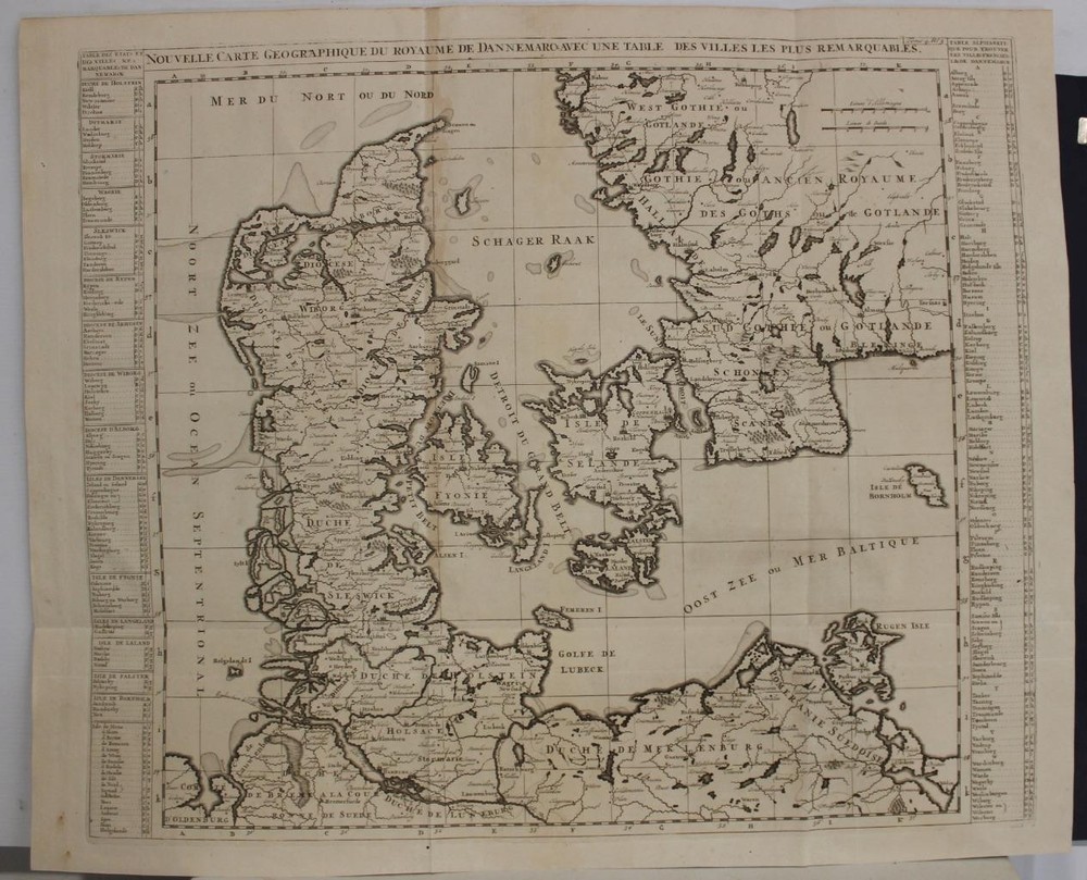 Denmark 1720 Henry Abraham Chatelain Large Unusual Antique Copper Engraved MapANTIQUE COPPER ENGRAVED MAP OF DENMARK 1720 CHATELAIN