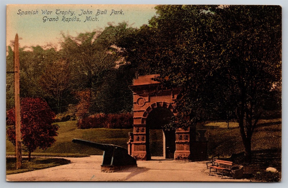 Spanish War Trophy John Ball Park Grand Rapids MI C1908 Postcard N24
