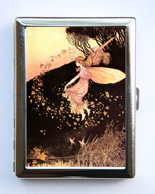 Fairy and Leaves Cigarette Case id case Wallet Business Card Holder