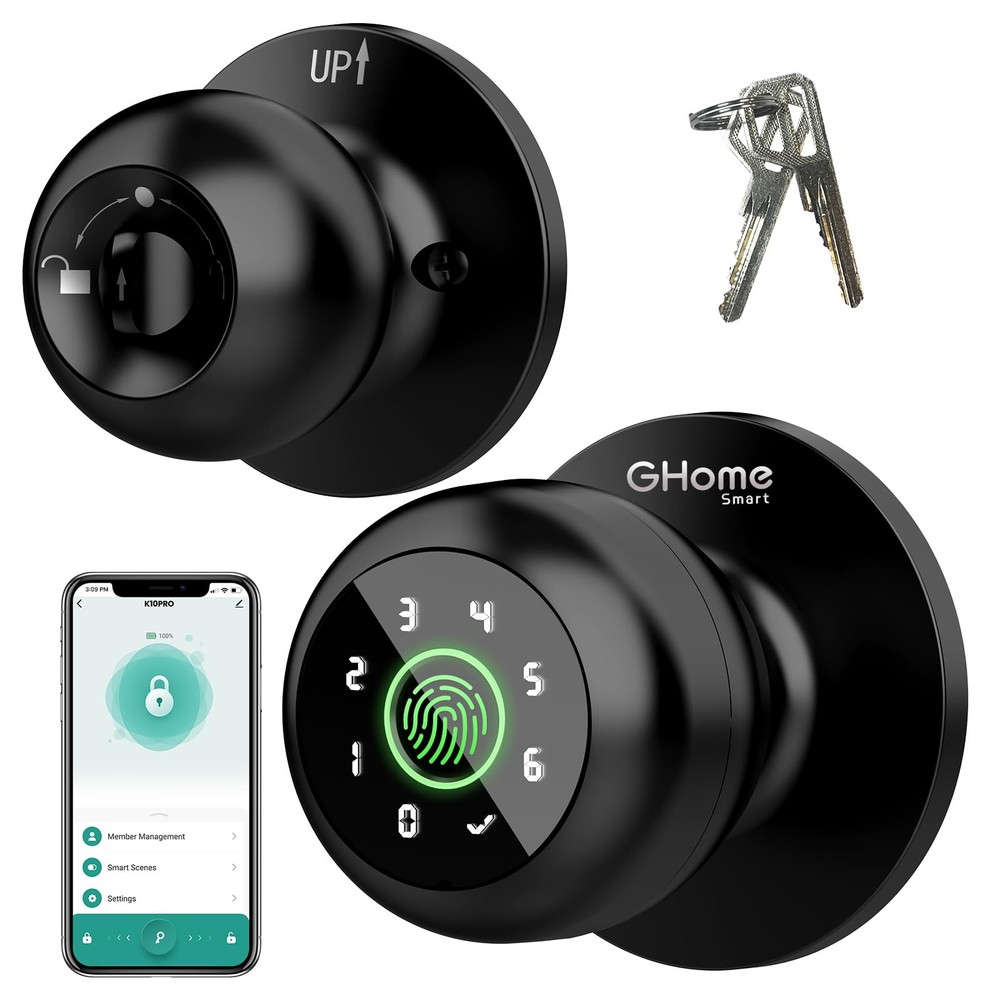 4-in-1 Smart Door Lock with Fingerprint Keypad Biometric & App Control