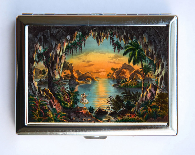Metal Cigarette Case Wallet Holder Fairy Garden