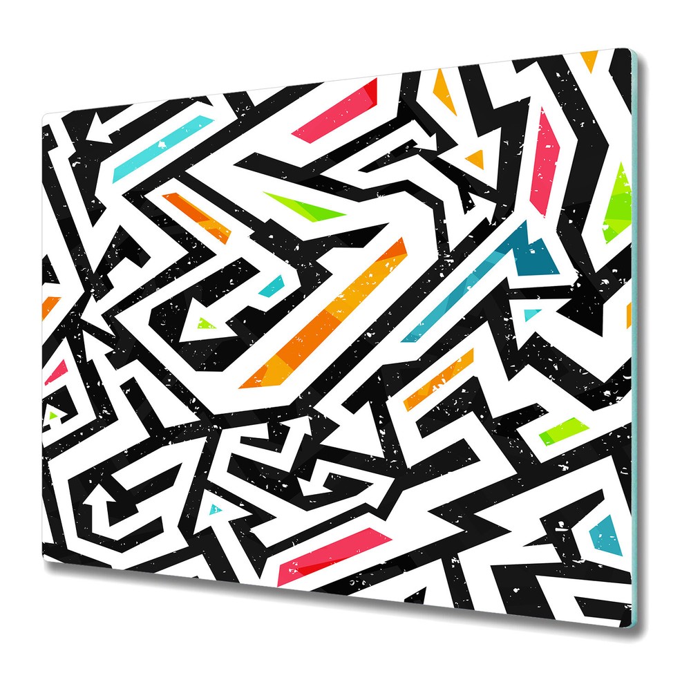 Glass Chopping Cutting Board Worktop Saver Graffiti black and blue photo 60x52