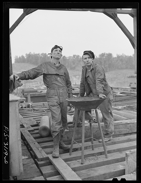 Photo:Douglas Dam Tennessee 1942 TVA Workmen Construction Workers