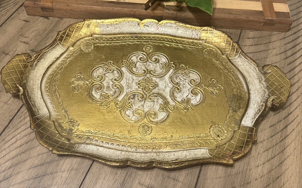 Vintage Gold Florentine Decorative Gold Tray | Made in Italy