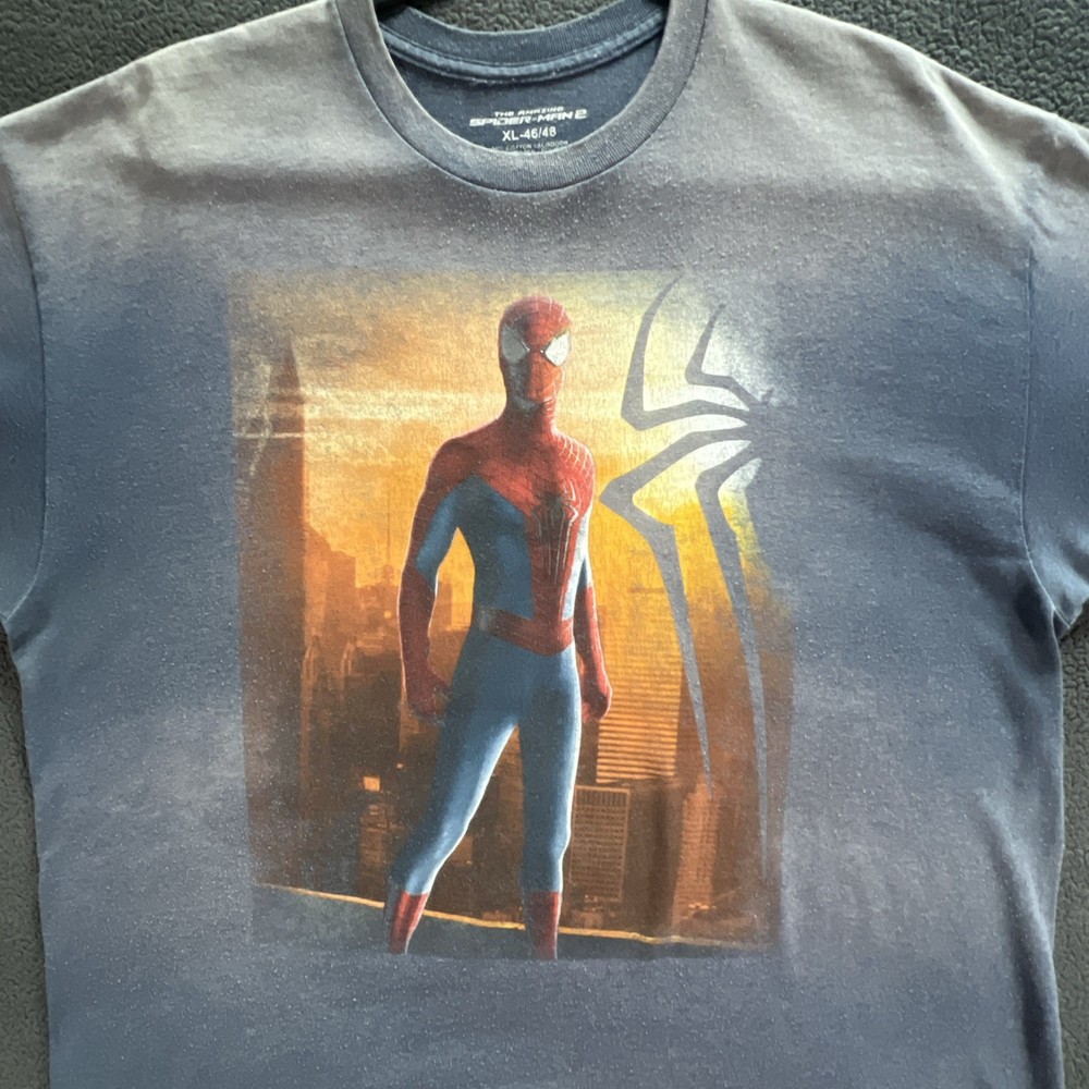 The Amazing Spider-Man 2 Movie T-Shirt Adult Blue Size XL Sunfade