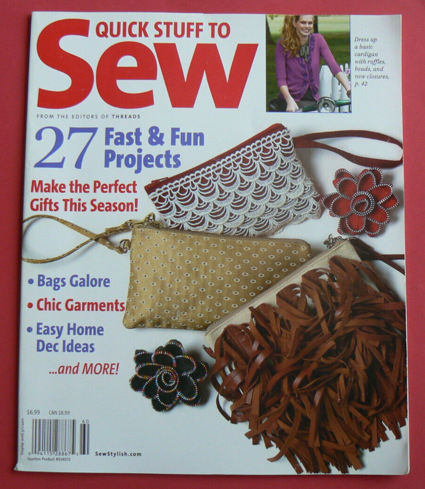 2010 Quick Stuff to Sew - 27 Fast & Fun Projects LN! Bags,Garments,Home Decor ++