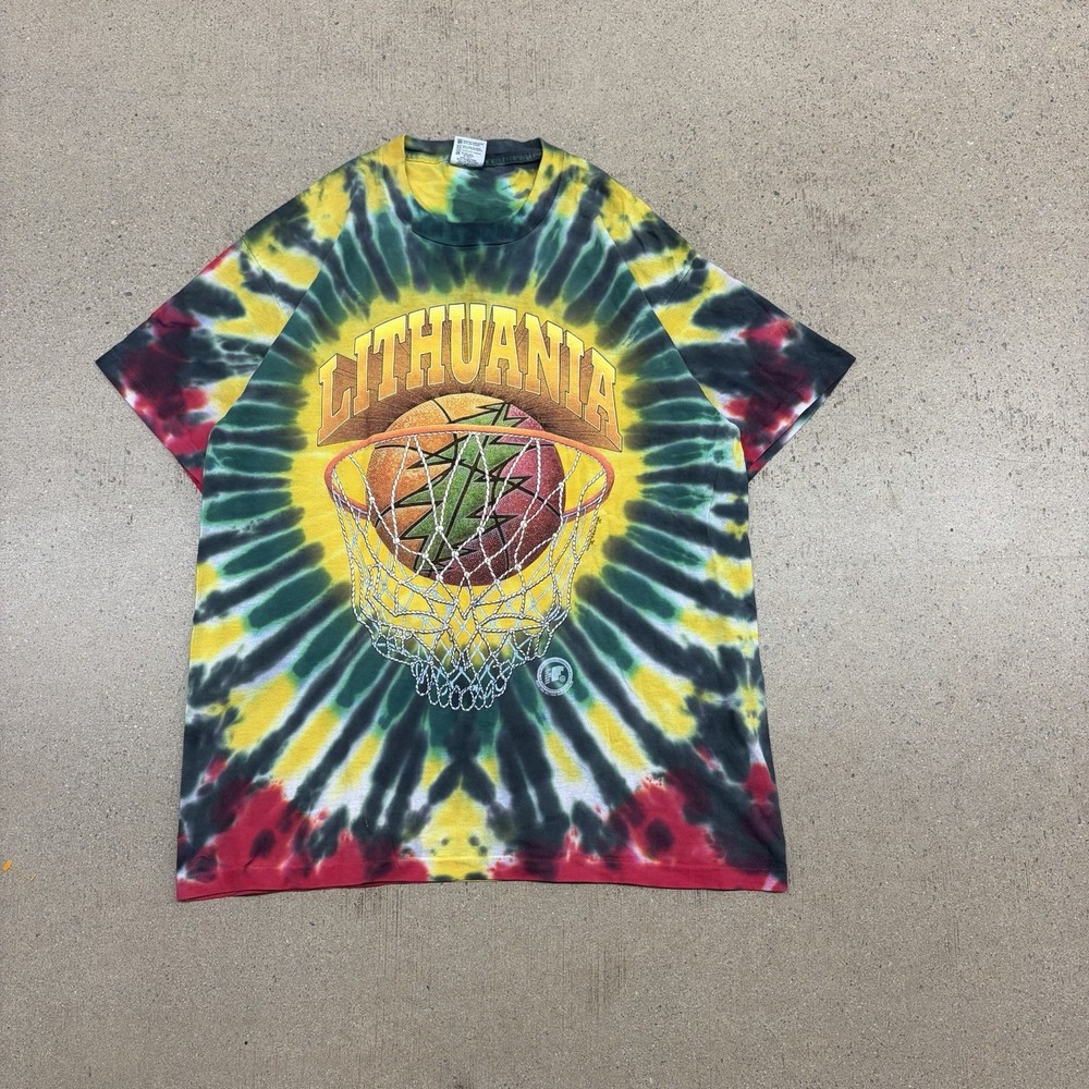 Vintage 1996 Grateful Dead Lithuania Basketball Olympic Tie Dye T Shirt