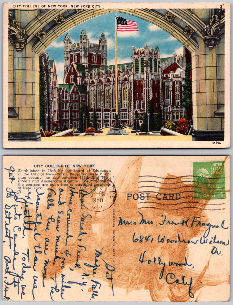 City College New York Gothic Architecture Postcard