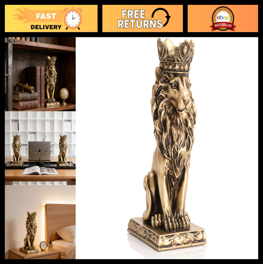 Regal Lion Crown Statue - 9