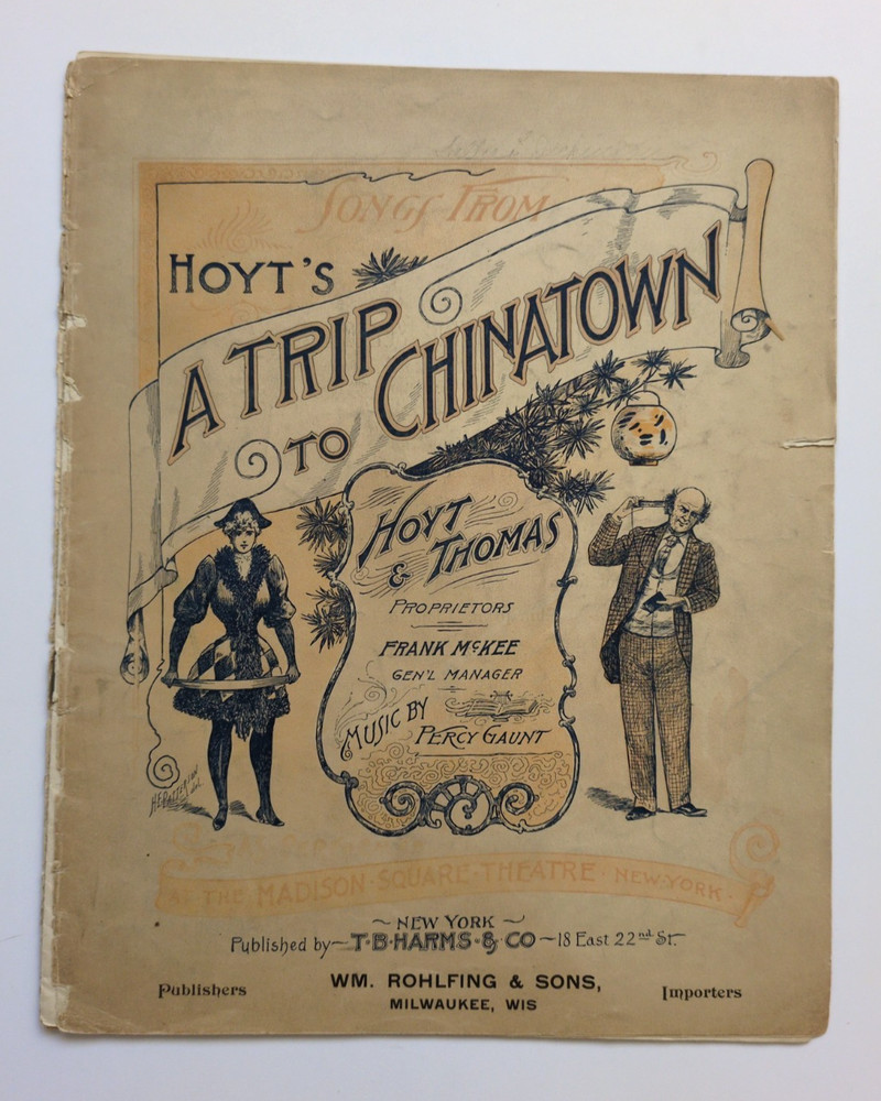 1892 Broadway A Trip to Chinatown Percy Gaunt Madison Square Theatre Sheet Music
