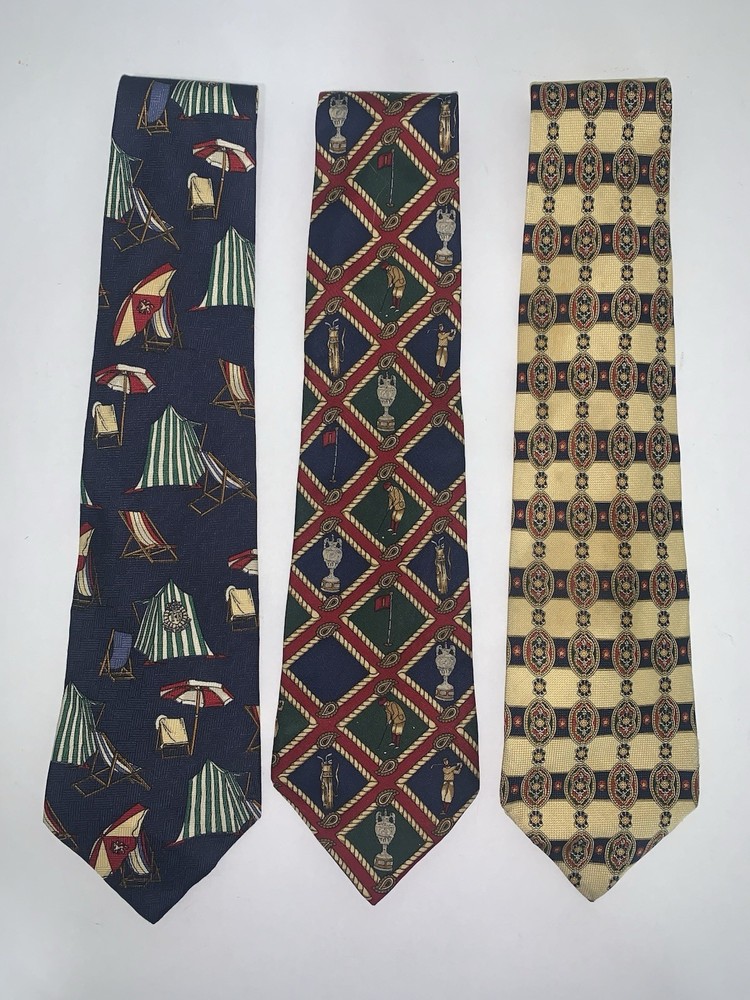 Tommy Hilfiger Men's Multicolor Design Neck Ties 100% Silk  Lot Of 3