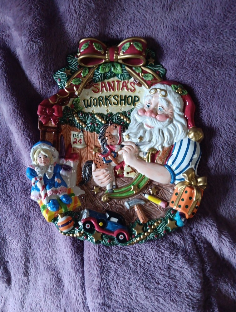 Vintage Fitz and Floyd Santas Magic Workshop Platter Cookie Plate Porcelain 1996