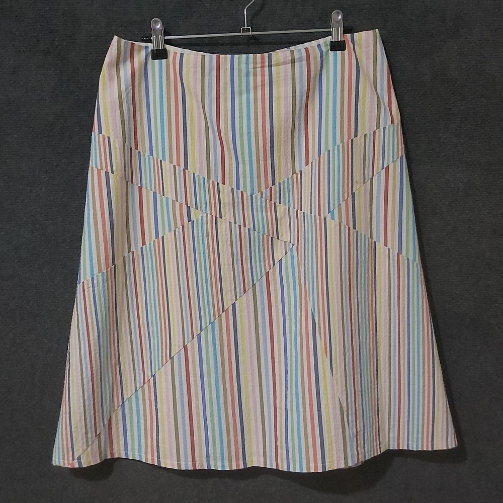 Vintage White Stripe Seersucker Skirt by Sportsgirl AU Lined with Zip Made in Australia