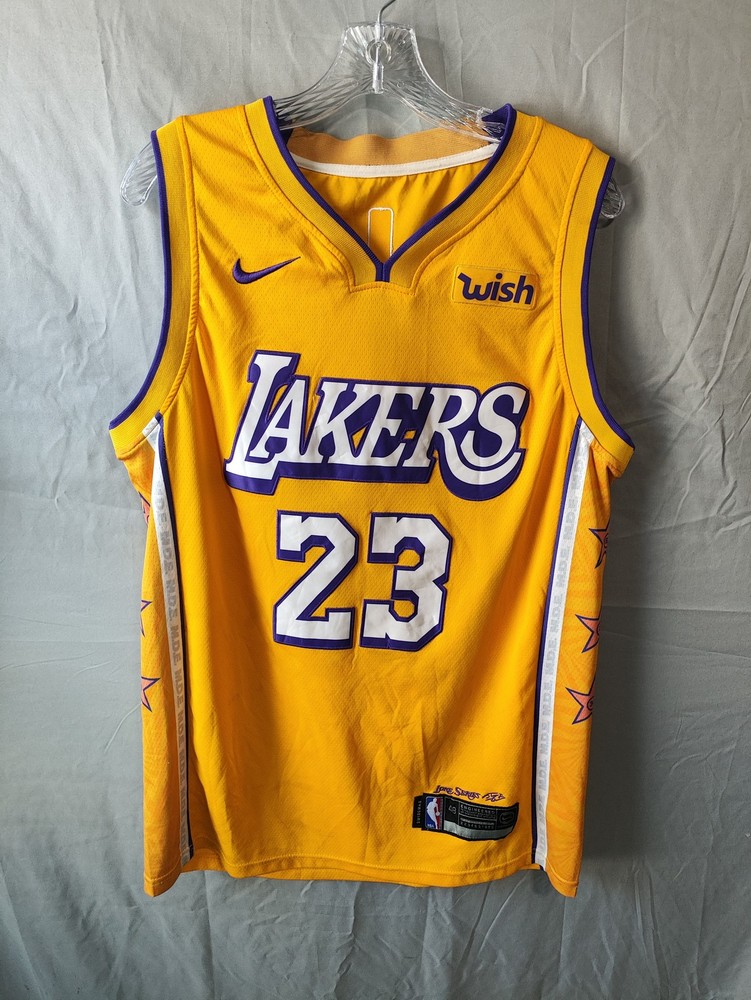 Los Angeles Lakers Jersey Mens Large Yellow NBA Basketball LeBron James 23 Nike