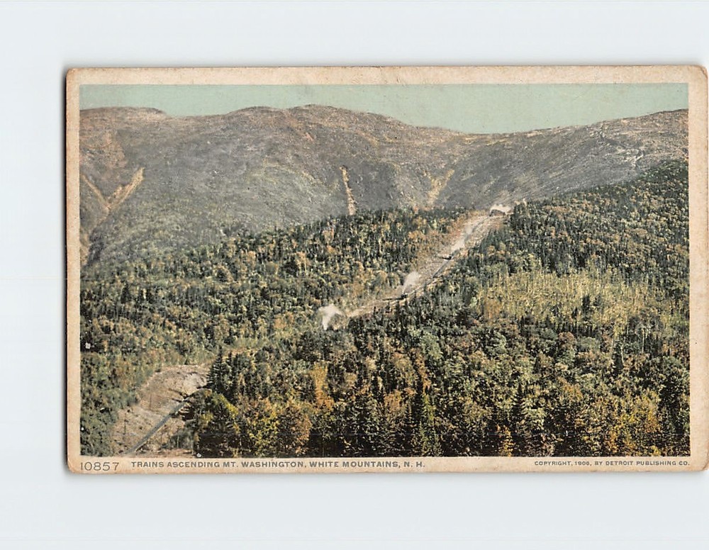 Postcard Trains Ascending Mt. Washington White Mountains USA