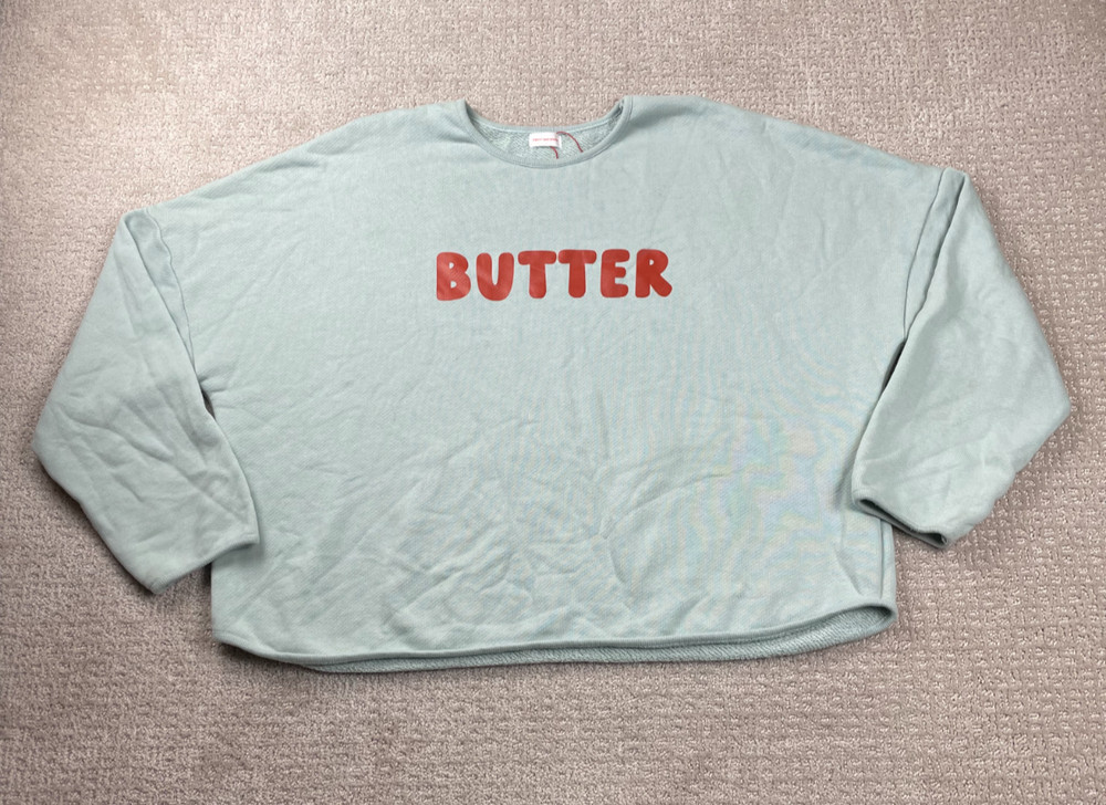 Pigeon Said Please Sweatshirt Womens L Cropped Pullover Cotton Butter Graphic