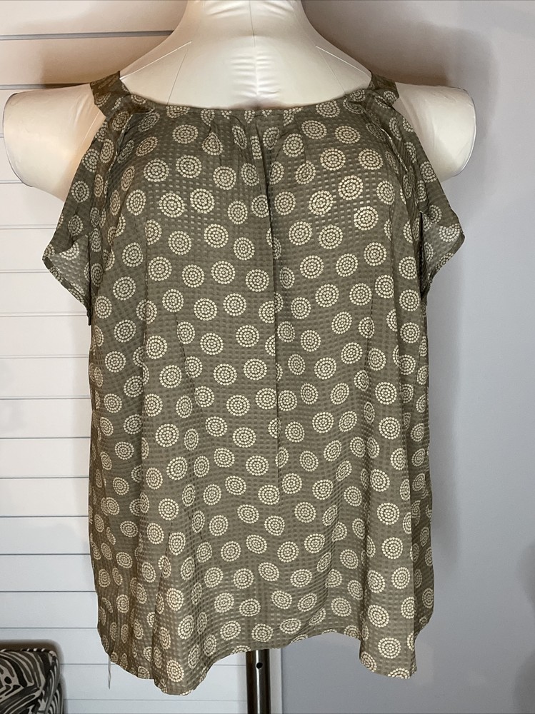 Woman's Avenue Taupe Beige Circle Cold Shoulder Blouse Shirt Top Size 22/24