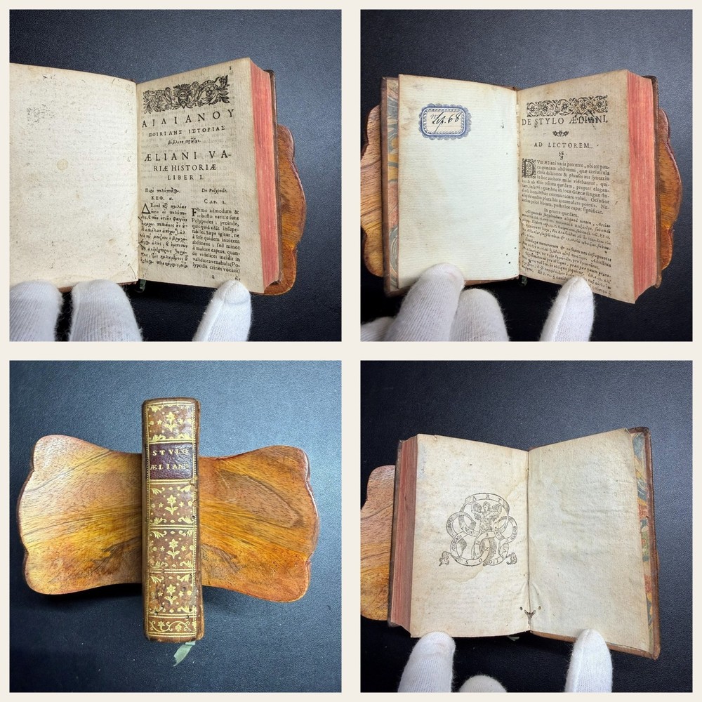 c.1610 Aelian Varia Historia Greek Latin Leather Lacking Title
