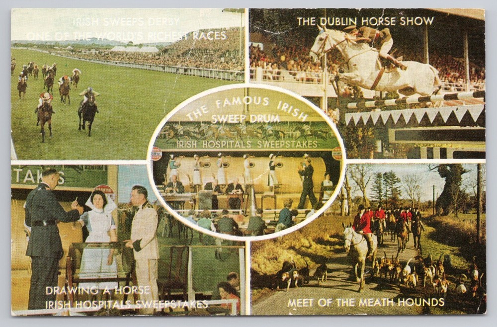 Postcard Dublin Horse Show, Meet of the Meath Hounds, Irish Sweep Drum Ireland