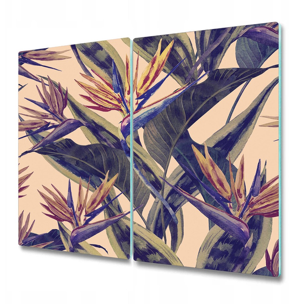 Glass Kitchen Chopping Board tropical flower Jungle leaf Hawaiian plant 2x30x52