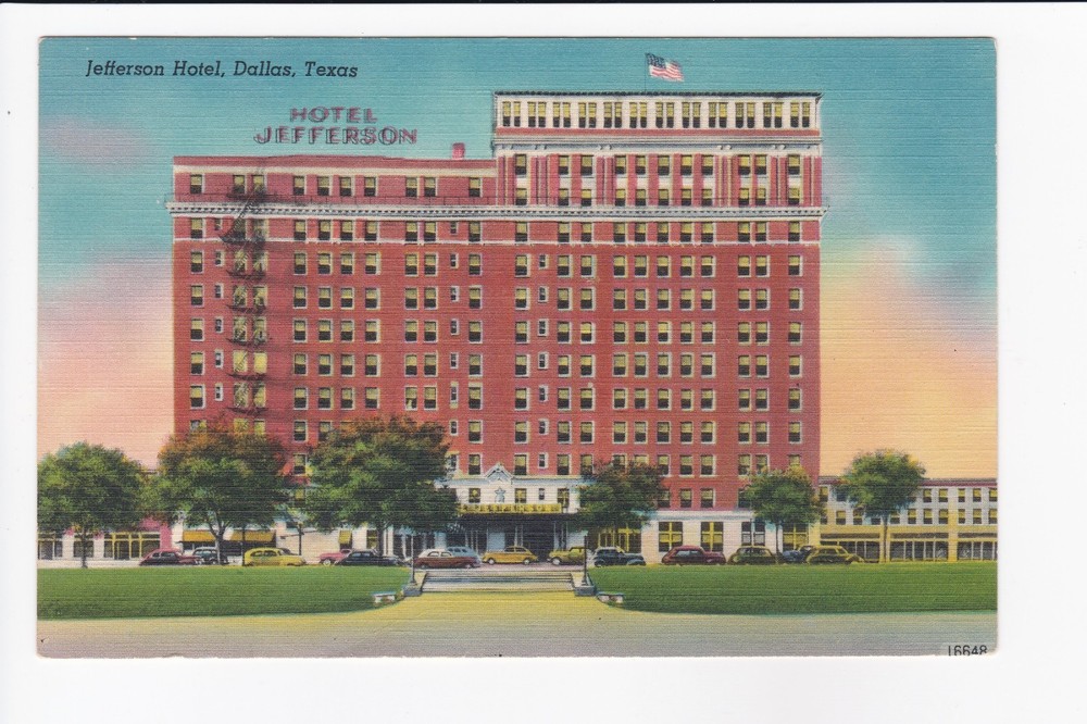 Jefferson Hotel Dallas Texas Linen Postcard