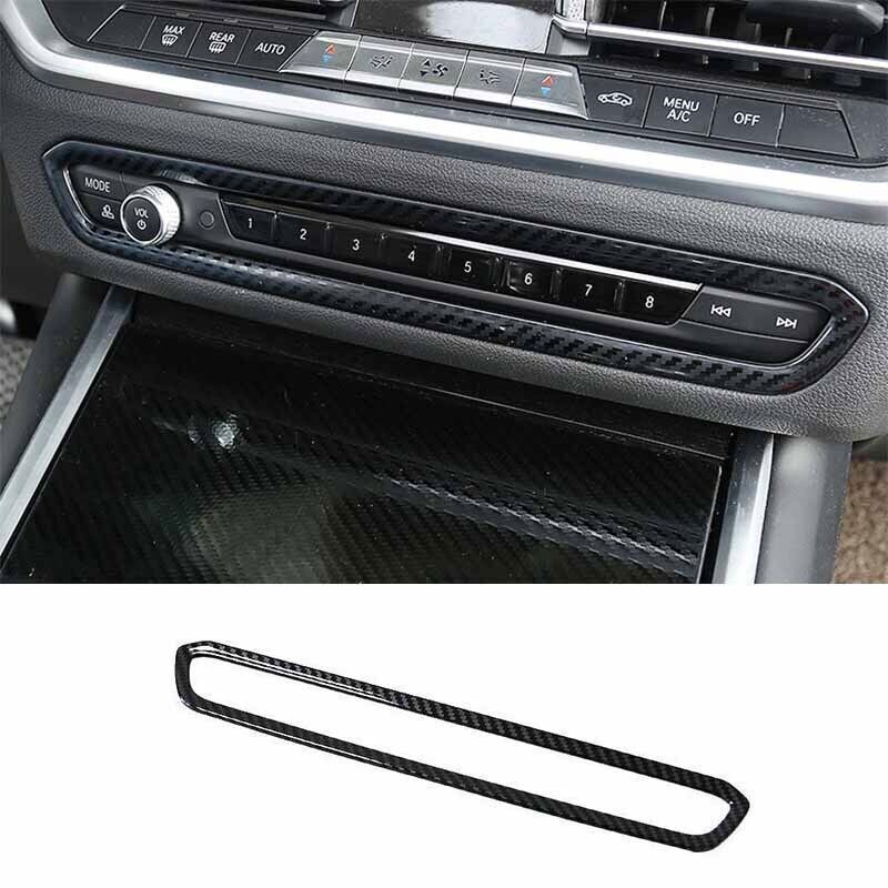 Steel Carbon Fiber Cover Trim 19-22 Console Volume Button Panel For BMW 3-Series