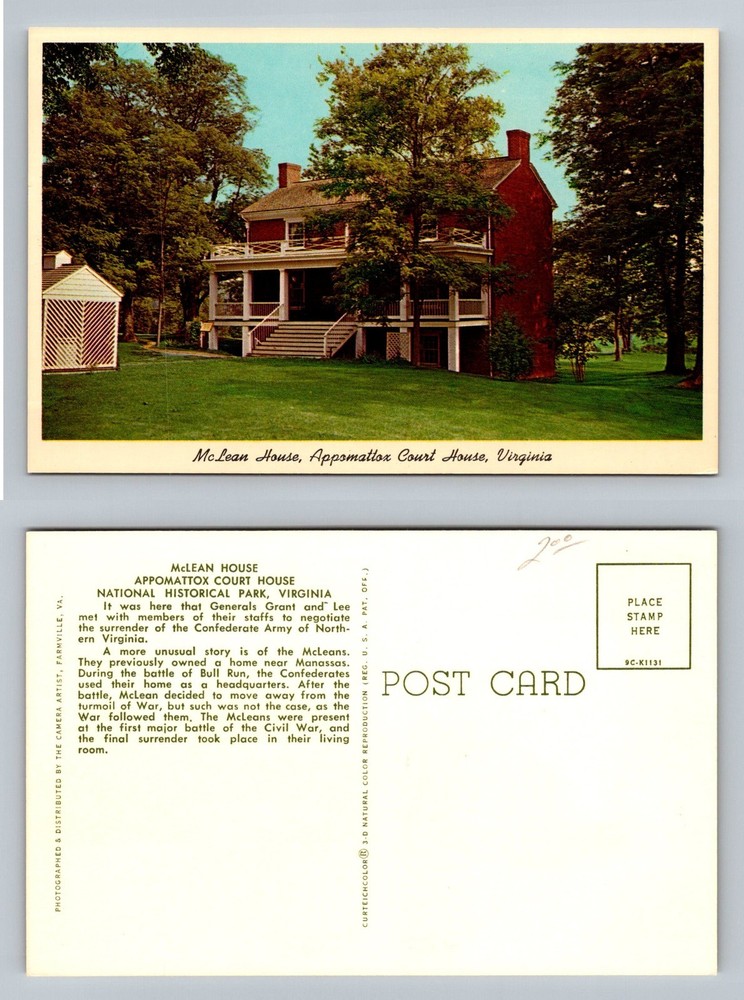 Appomattox, VA-Virginia, McLean House Civil War Surrender Site Vintage Postcard