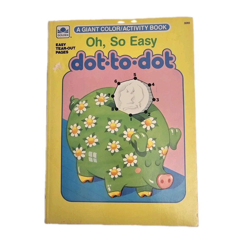 Golden Dot To Dot Giant Color Activity Book 1990 Vintage