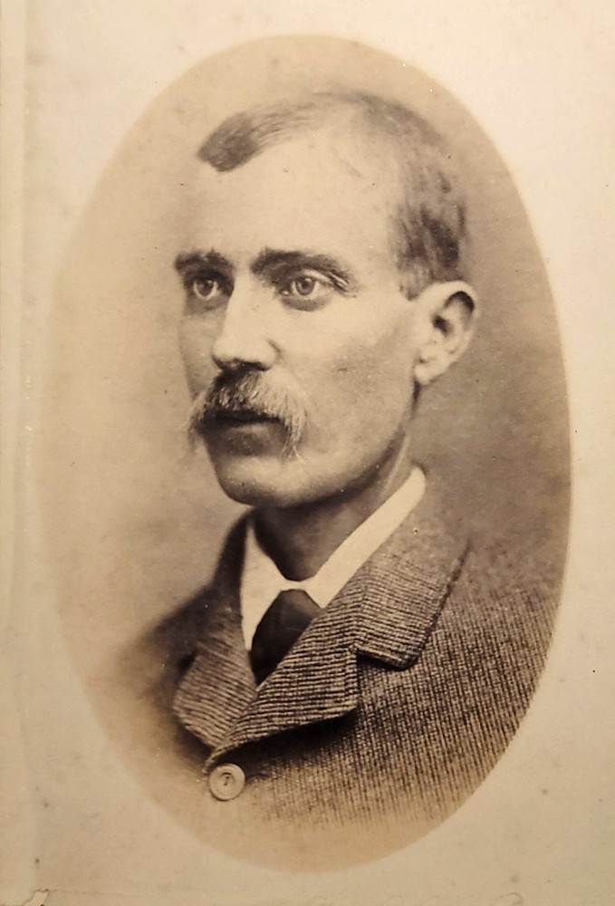 Antique Vintage Photo Cabinet Picture Portrait Man Mustache Suit Coat Tie