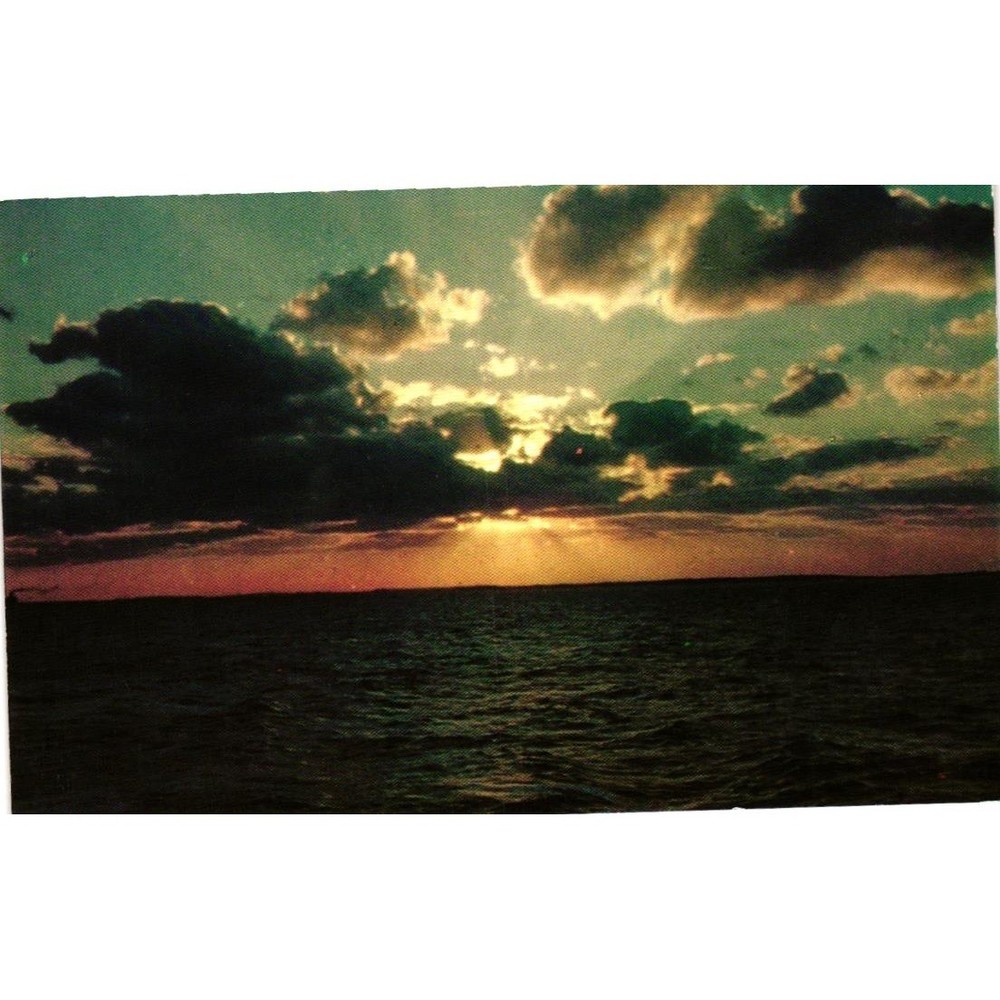 Vintage Lusterchrome Colorful Sunset Postcard Tichnor Bros K5058 Unposted Scenic