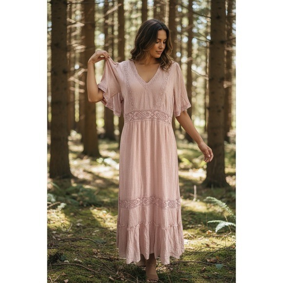 FLIRTY PINK Knox Rose Blush Midi Dress SMALL