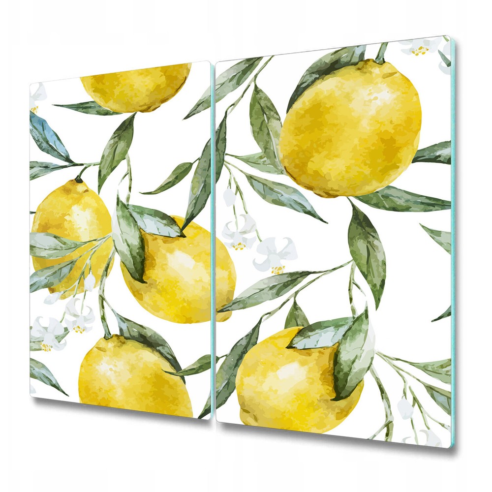 Serving Chopping Board Glass Cover Worktop Saver Lemons Fruits white 2x30x52