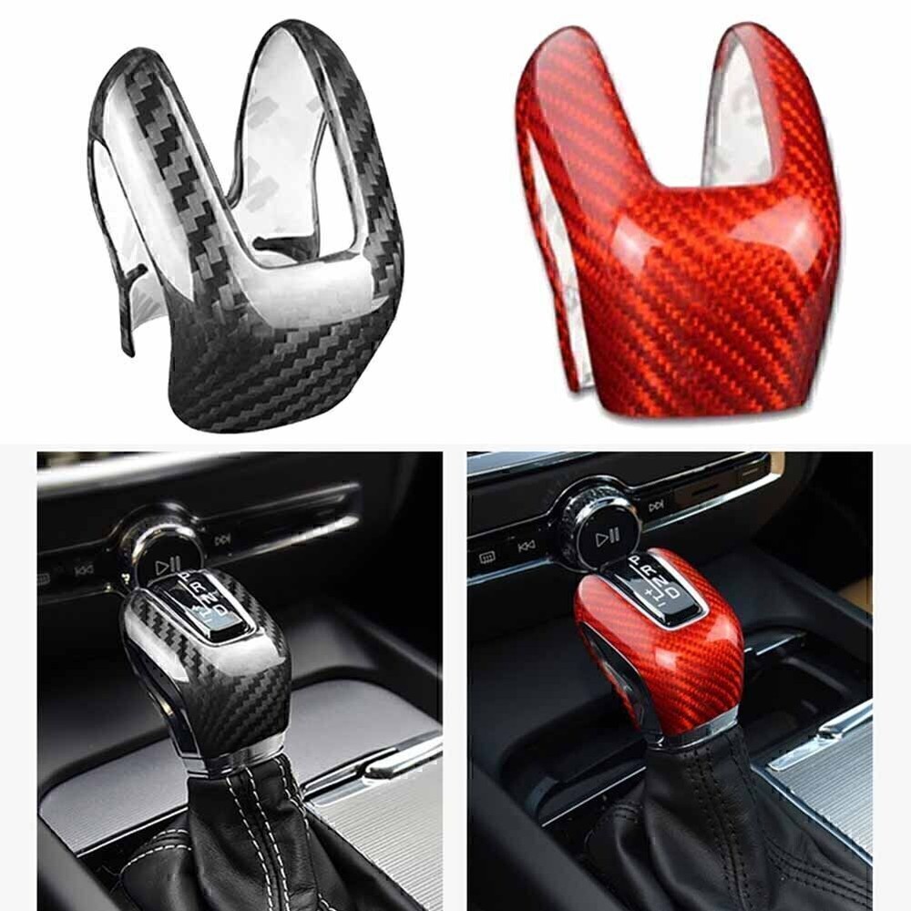 Carbon Fiber Red Gear Shift Knob Cover for Volvo XC60 XC90 S60 S90 V60 V90