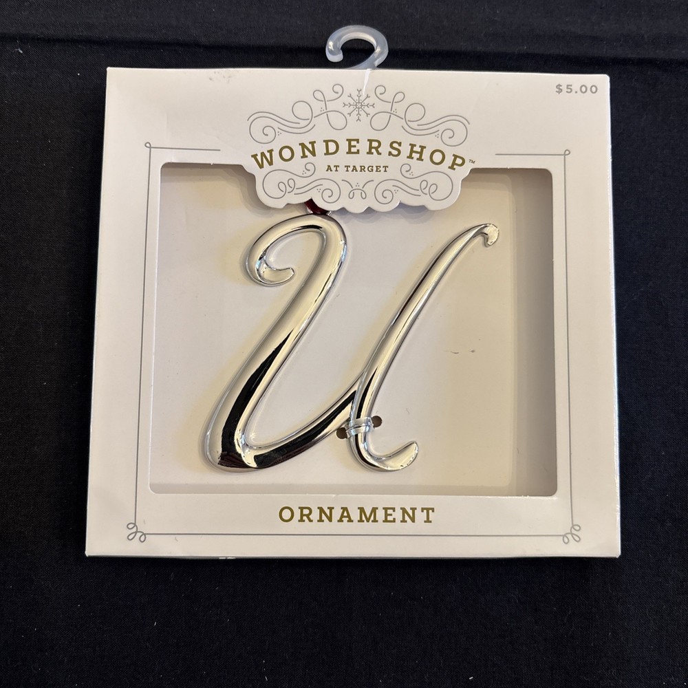 Wondershop Metal Monogram Letter Initial “U” Christmas Holiday Ornament - NEW