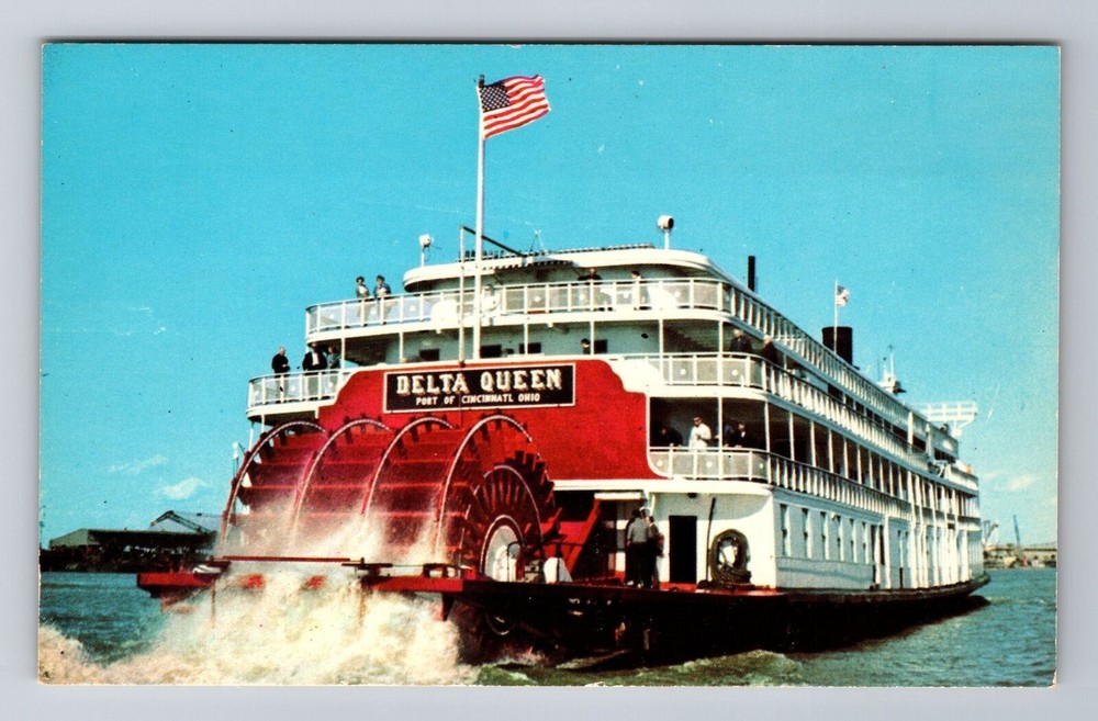 Cincinnati OH-Ohio, Delta Queen, Antique, Vintage Souvenir Postcard