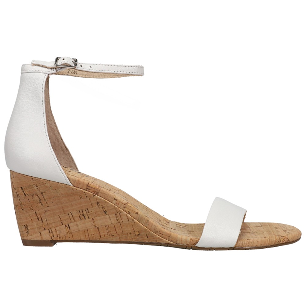 VANELi Monir White Ankle Strap Wedge Sandals for Women 308157