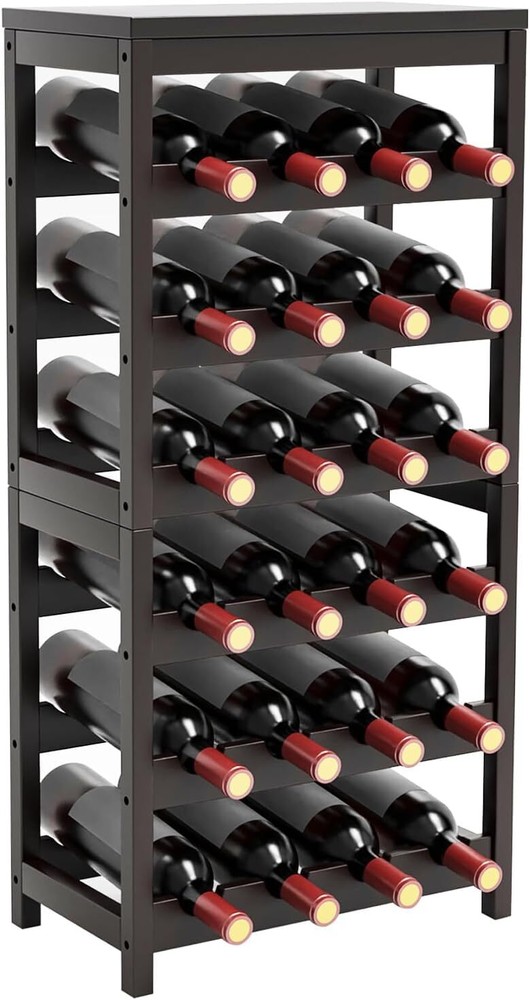 24-Bottle Wine Rack Freestanding Floor, 6-Tier Wine Display Rack Storage Shel...