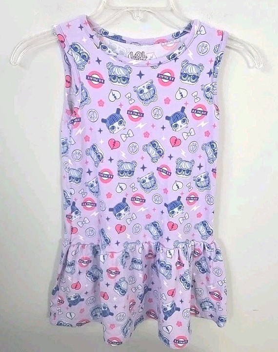 LOL Surprise Girls Purple Sleeveless Drop Waist Ruffle Dress S ( S(6/6X) Palace