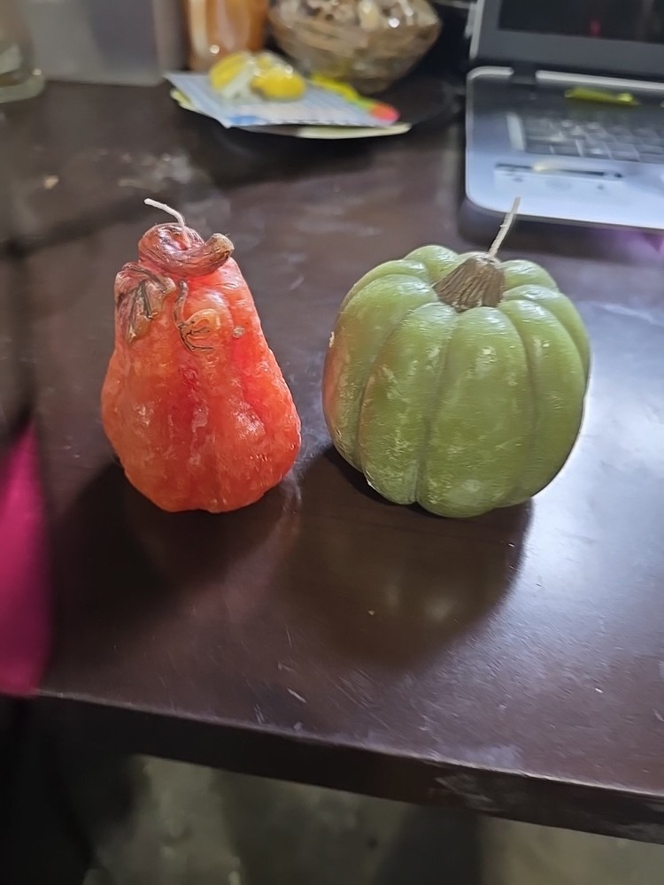 2 Small Pumpkin Shaped Candles