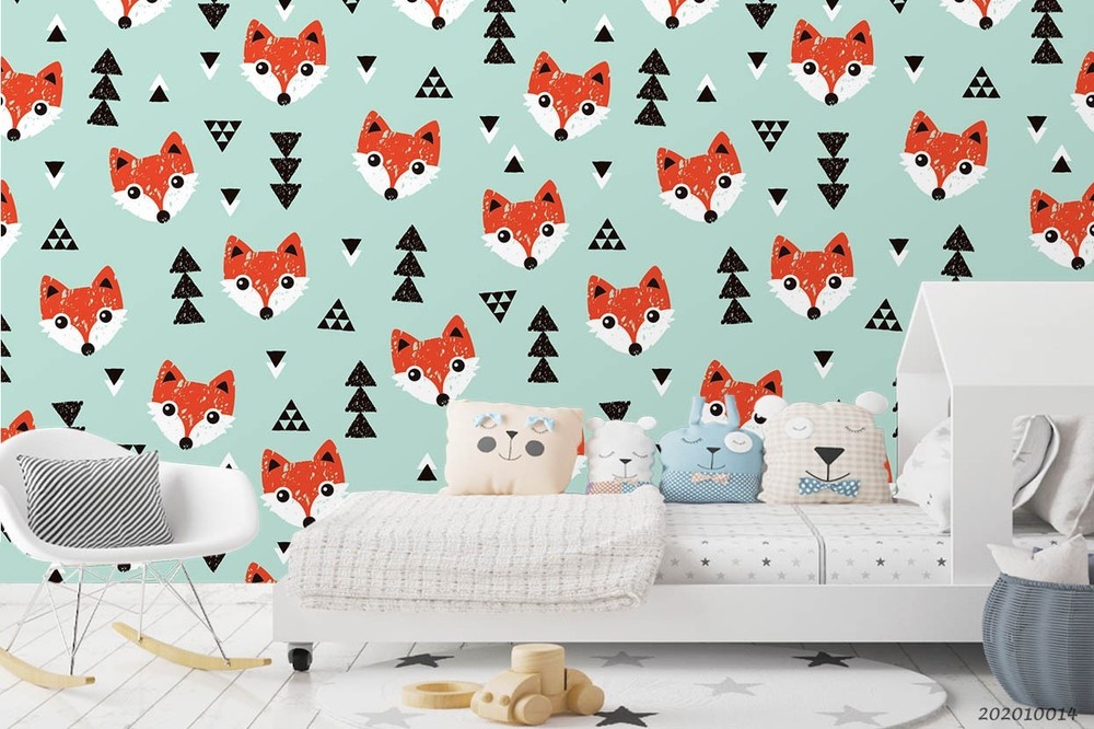 3D Fox Head Pattern Wall Murals Wallpaper Murals Wall Sticker