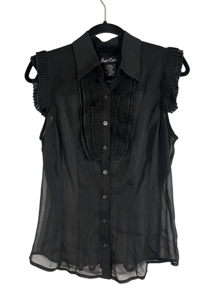 Sheer Ruffle Shirt Black 11 Feminine Romantic Goblin Parisian Neutral Chic Artsy