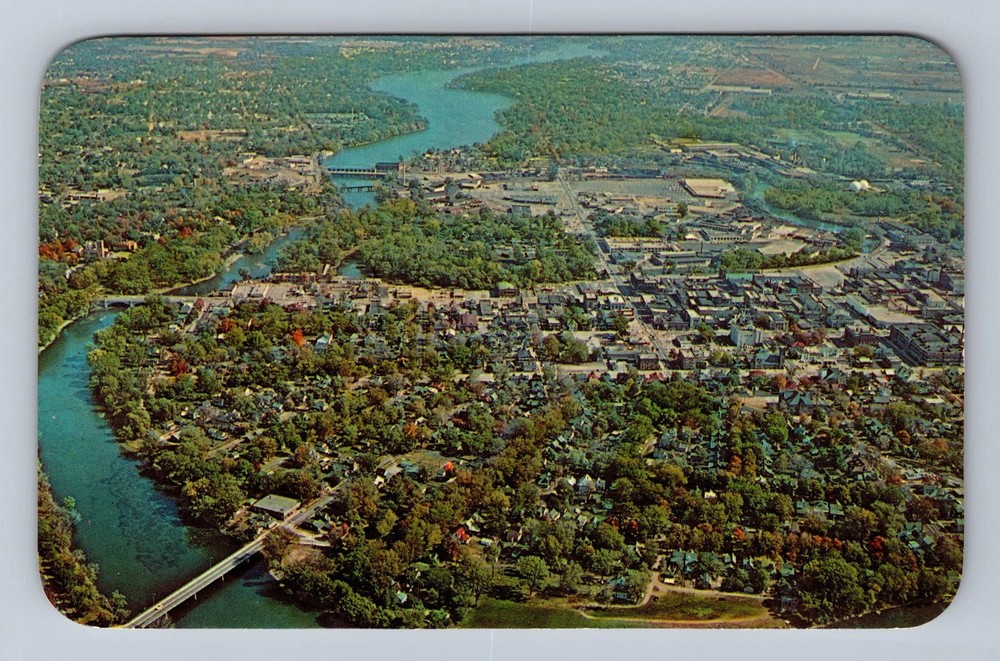 Elkhart IN-Indiana Aerial Of Town Area Vintage Postcard