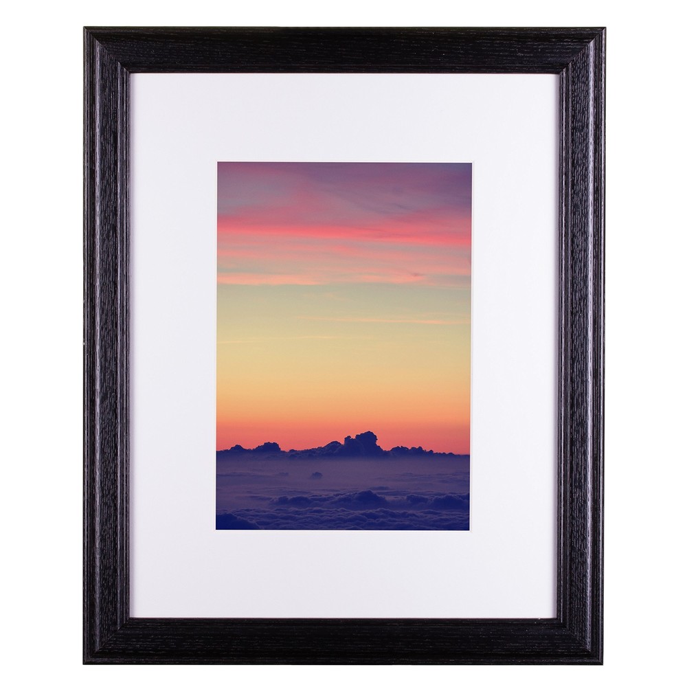 Wiltshire 236 Black Hardwood Picture Frame with White Mat - Display or Decor