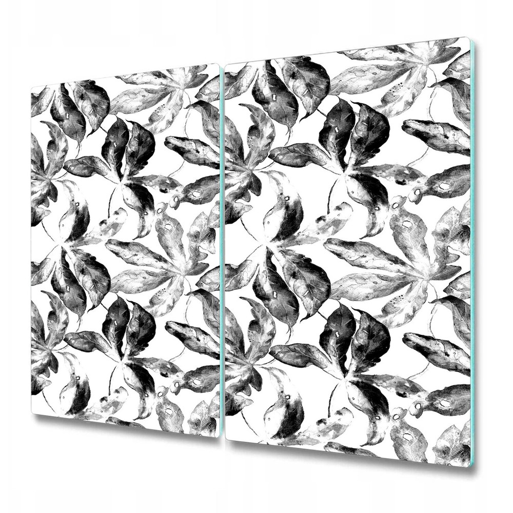 Tempered Glass Worktop Saver Black Passion fruit Dark Painting Leaves 2x30x52