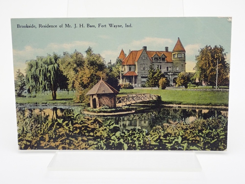 Brookside Residence of Mr J H Bass Fort Wayne Indiana Antique Postcard