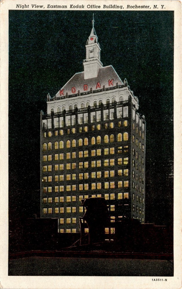 Night View, Eastman Kodak Office Building, Rochester, N. Y., Rochester Postcard
