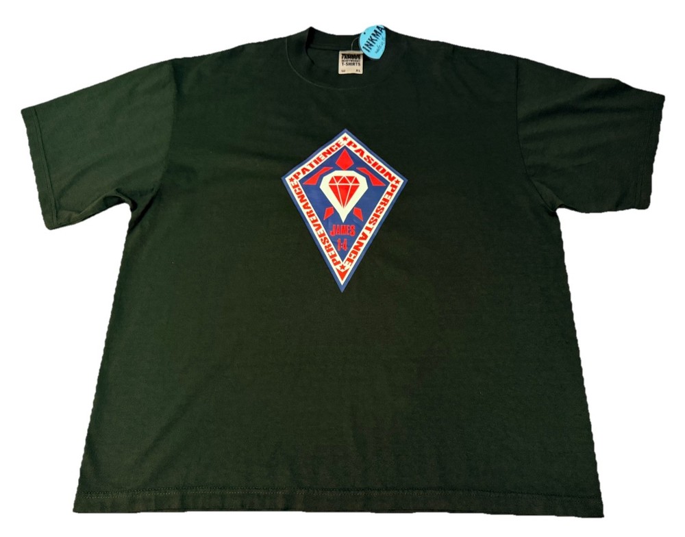 Shaka Wear Inkma Tee Shirt James 1:4 Diamond Mens XL Dark Green Biblical Verse