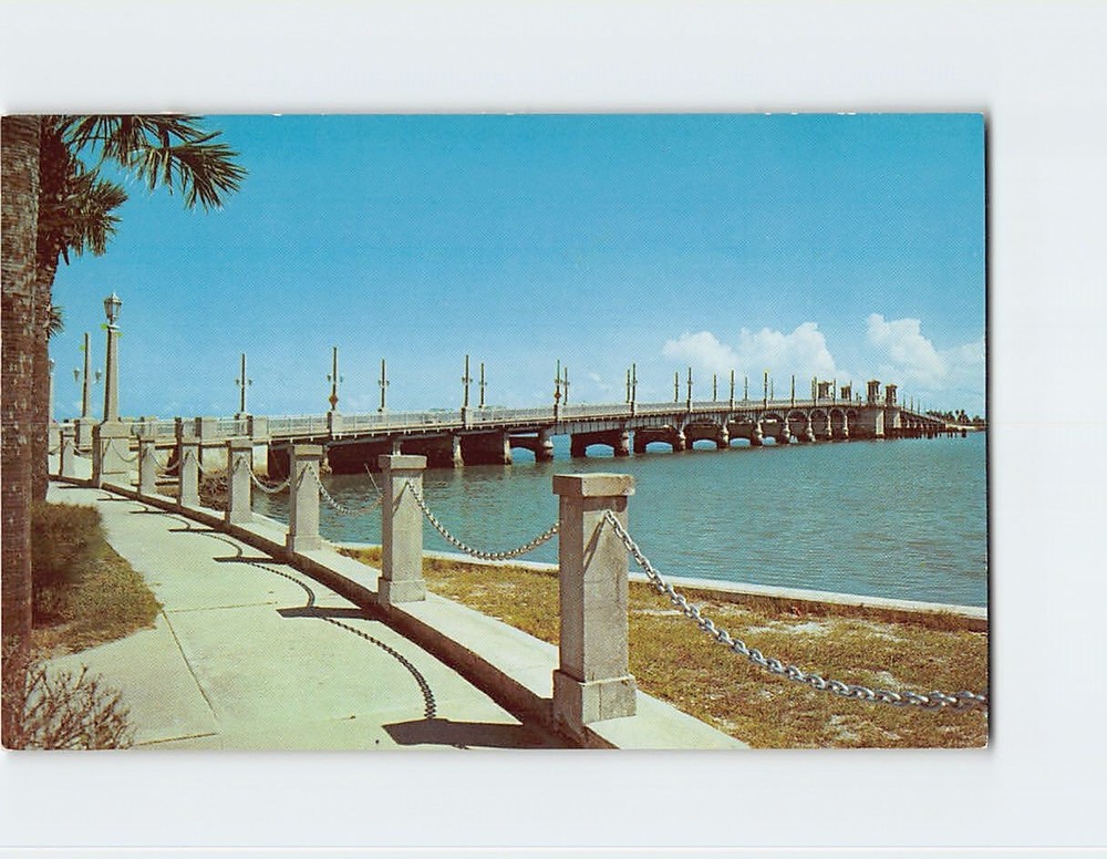 Postcard Bridge of Lions Matanzas Bay Saint St. Augustine Beach Florida USA