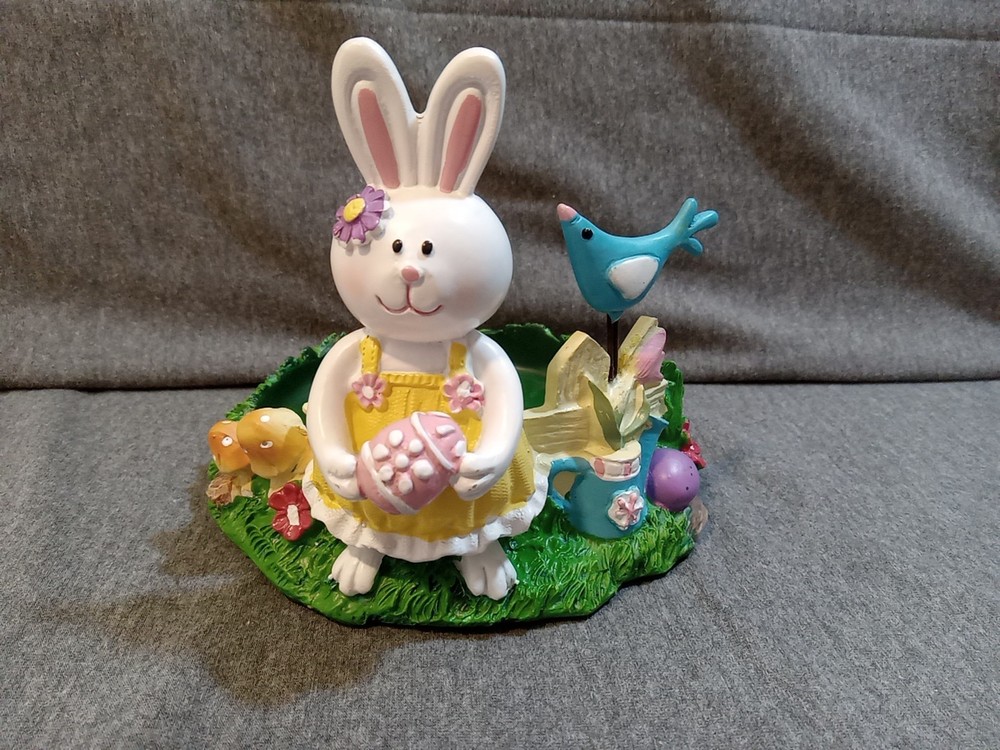 Avon Bunny Rabbit Candle Holder Multi Springtime Collection Bird Flower Garden