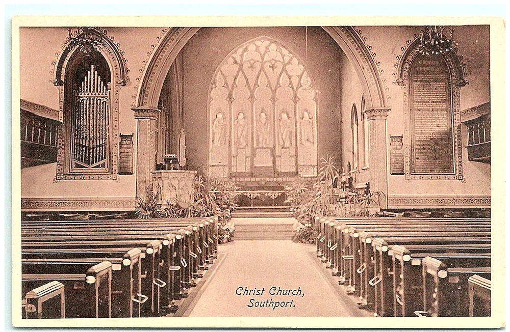 S04-3690, Christ Church, Southport, Vinatage Real Photo Postcard